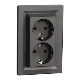 Розетка Schneider Electric 2-я З/К внутр. "ASFORA" антрацит (C1) 