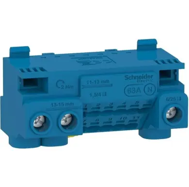 Клеммный блок Schneider Electric N, 14 отверстий, 3x25 мм.кв. + 11x4 мм.кв.