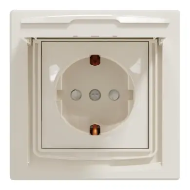 Розетка Schneider Electric 1-а З/К внутр. з кришкою та шторками ІР44 "ASFORA" сл.к. (C2) 