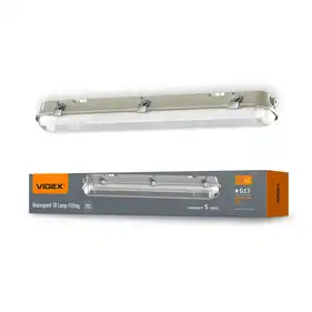 LED светильник IP65 линейный под лампу 2хТ7 Videx 0,6М 220V (VL-BNW-T8062G)