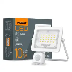 LED прожектор Videx F2e 10W с датчиком движения и освещенности 5000K (VL-F2e105W-S)