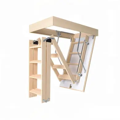 Чердачная лестница Bukwood COMPACT Long деревянные 4-секционные Н340см 120x70 см