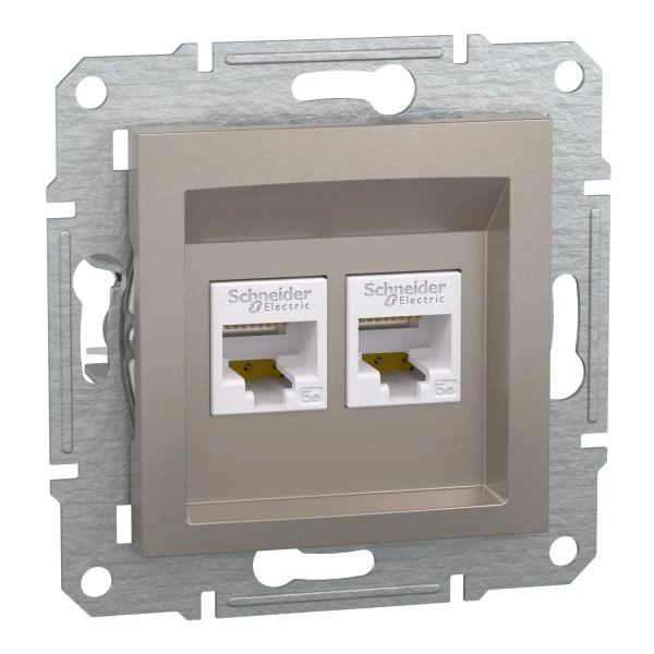 Розетка Schneider Electric комп. двойная RJ-45 внутр. "ASFORA" без рамки бронза (C2)
