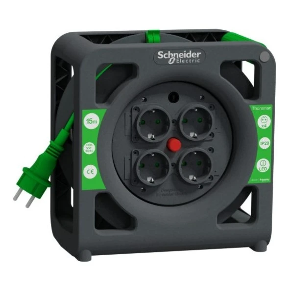 Подовжувач-катушка Schneider Electric 4гн 15м З/К (3х1,5мм2) IP20 "Compact" (C3)