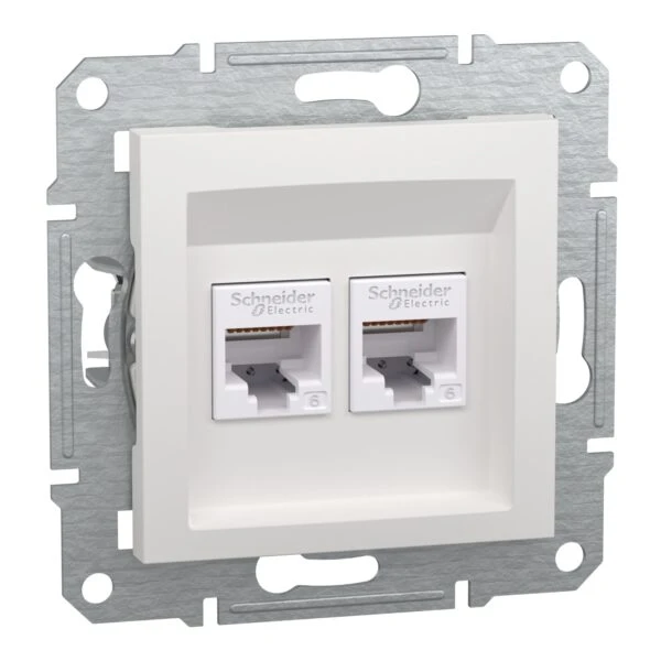 Розетка Schneider Electric комп. двойная RJ-45 внутр. 6 UTP "ASFORA" без рамки белый 