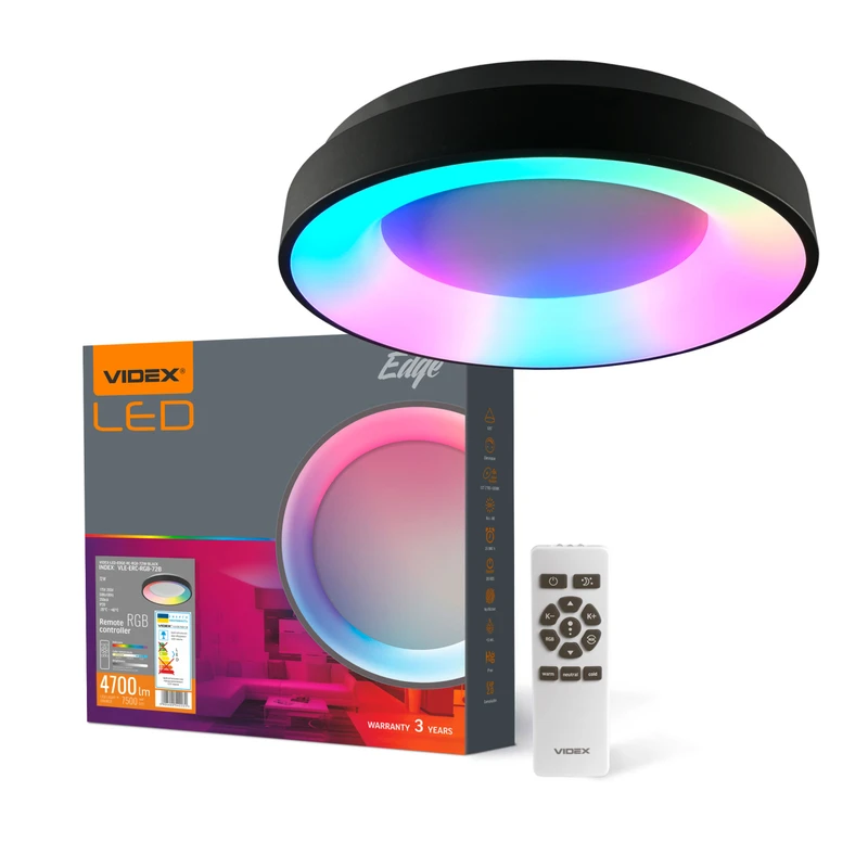 LED світильник Videx EDGE-RC-72W-BLACK (VLE-ERC-RGB-72B)