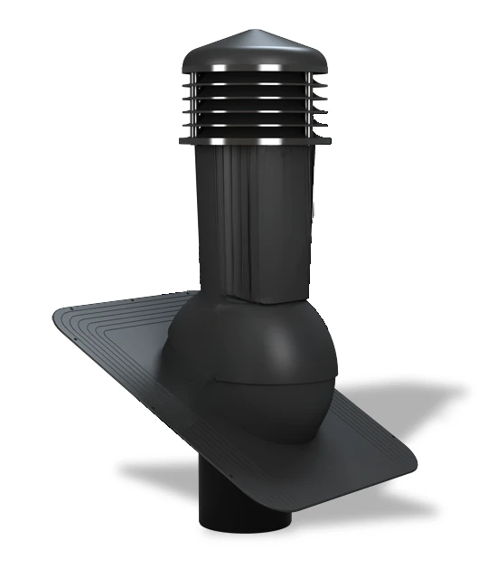 Вентиляционный выход с отводом конденсата для битумной черепицы Wirplast WiroVent STANDARD PLUS K80 Ø125/500 мм черный