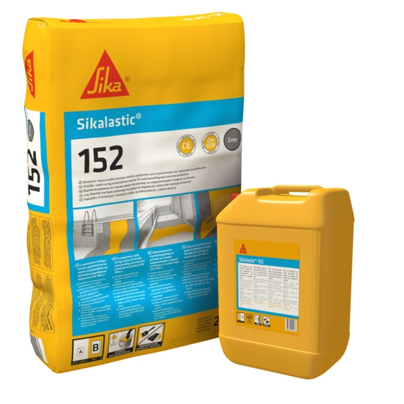 Комплект суперэластичной  гидроизоляции на цементной основе Sika Sikalastic - 152 (A+B) RO А-8кг, В-25 кг