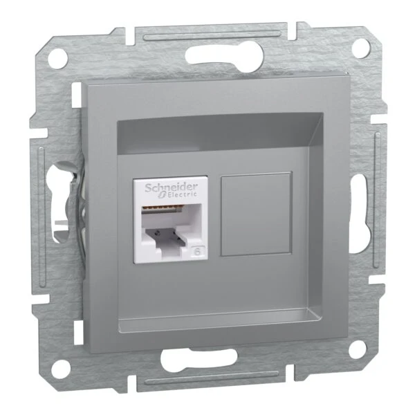 Розетка Schneider Electric комп. RJ-45 кат.6 UTP внутр. "ASFORA алюминий (C3) 