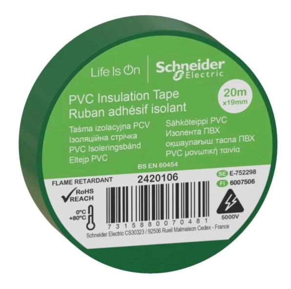 Ізострічка ПВХ Schneider Electric 0,15х19х20м (зелена) (C3)