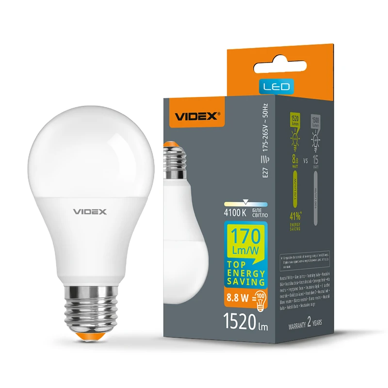 LED лампа Videx A60h 8.8W E27 4100K (VL-A60h-88274)