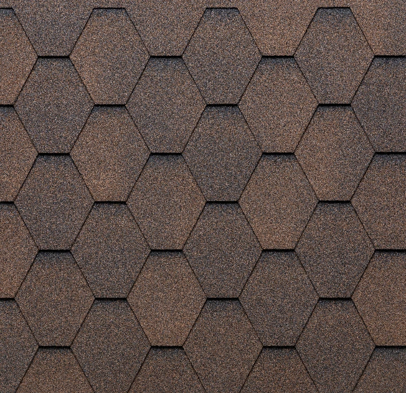Битумная черепица Tegola Eco Roof Hexagonal Mixed Brown