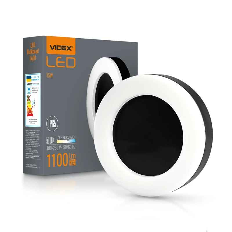 LED светильник ART IP65 круглый Videx 15W 5000K Black  (VL-BHFR-155B)