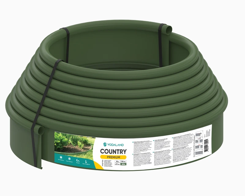 Бордюр садовый пластиковый Vodaland H110 Country Premium оливковый 10 м