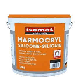 Силіконово-силікатна паропроникна декоративна штукатурка Isomat MARMOCRYL SILICONE-SILICATE Fine 25 кг, White