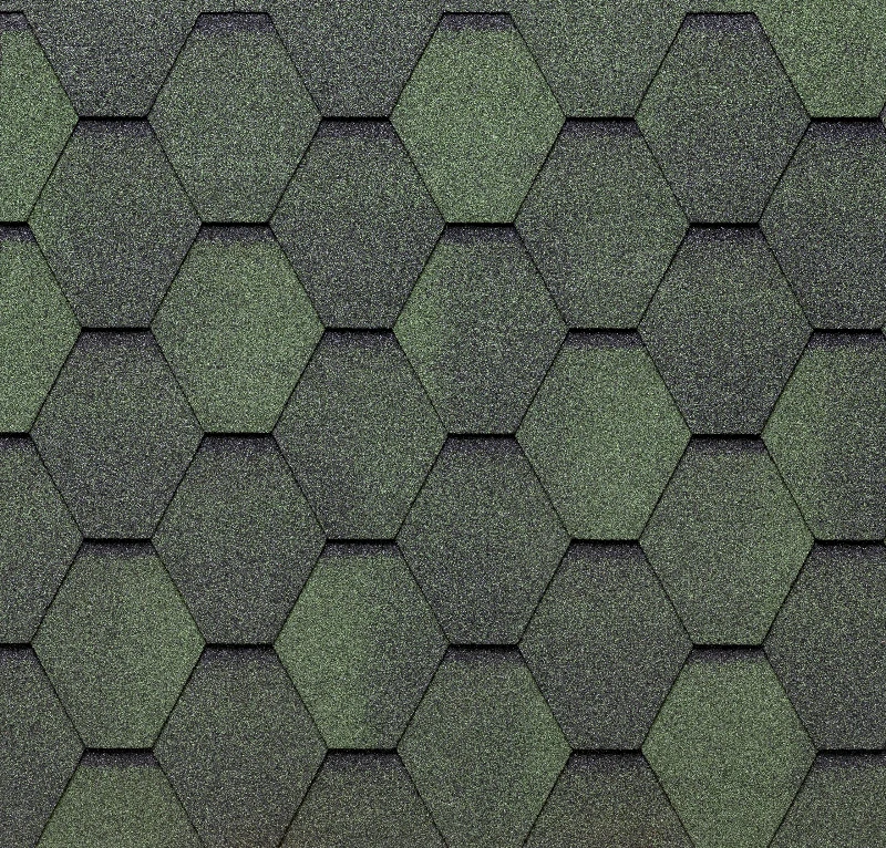 Битумная черепица Tegola Eco Roof Hexagonal Mixed Green