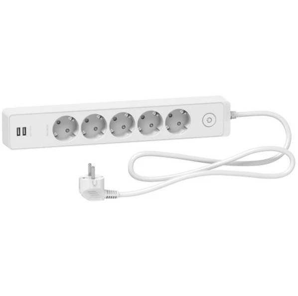 Подовжувач Schneider Electric 5гн 1,5м З/К +2хUSB "Unica Extend"  білий (C3)