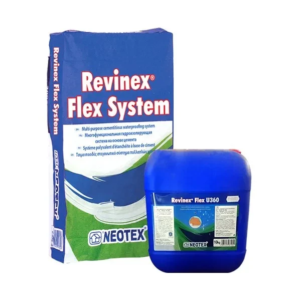 Двокомпонентна еластична гідроізоляційна система NEOTEX Revinex Flex U360 Комплект (А+В) 35 кг