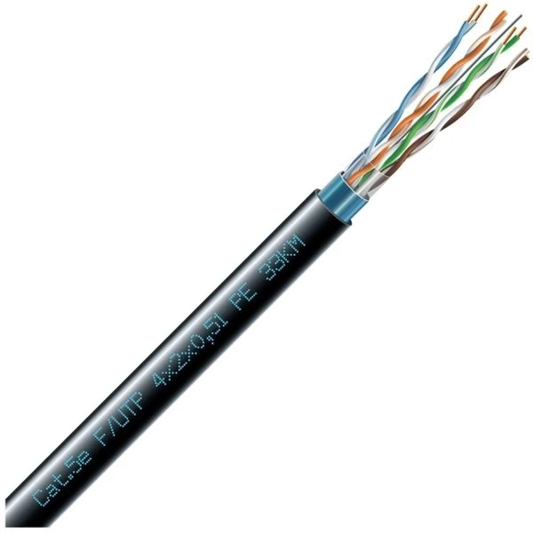 Кабель ЗЗЦМ FTP cat.5e PE 4х2х0,51 наружный 100МГц (бухта 305м) черный
