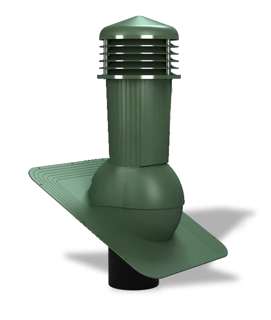 Вентиляционный выход с отводом конденсата для битумной черепицы Wirplast WiroVent STANDARD PLUS K80 Ø125/500 мм зелёный