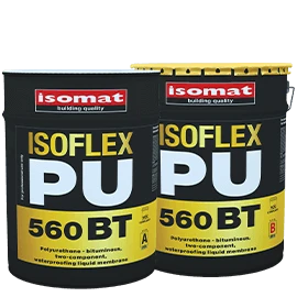 Полиуретан-битумная жидкая гидроизоляционная мембрана Isomat ISOFLEX-PU 560 BT Комплект (А+В) 10 л, черный