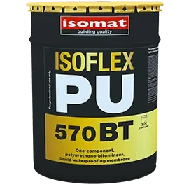 Полиуретан-битумная жидкая гидроизоляционная мембрана Isomat ISOFLEX-PU 570 BT 23 кг, черный