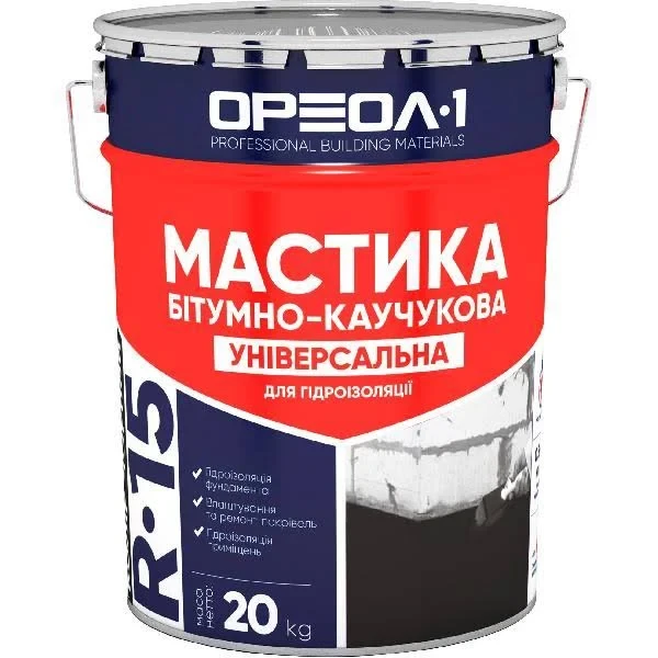 Мастика битумно-каучуковая "УНИВЕРСАЛЬНАЯ" Ореол-1 R-15 20 кг