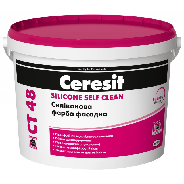 Краска фасадная силикон-силикатная Ceresit CT48, матовый, база С, 10 л