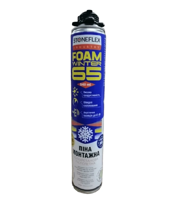 Монтажная пена Selena Stoneflex Industry Foam Winter 65 840 мл, зимняя