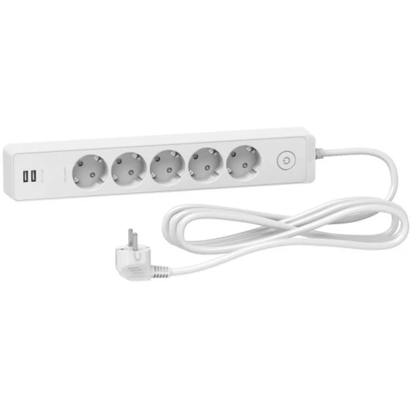 Подовжувач Schneider Electric 5гн 3м З/К +2хUSB "Unica Extend"  білий (C2)