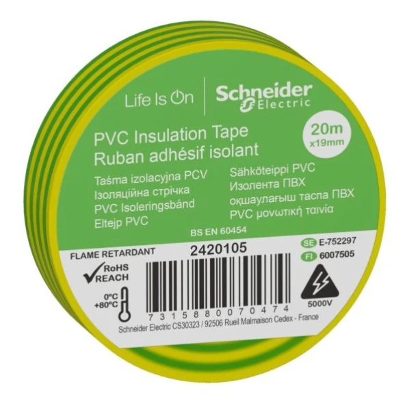 Ізострічка ПВХ Schneider Electric 0,15х19х20м (жовт./зелен.) (C1)