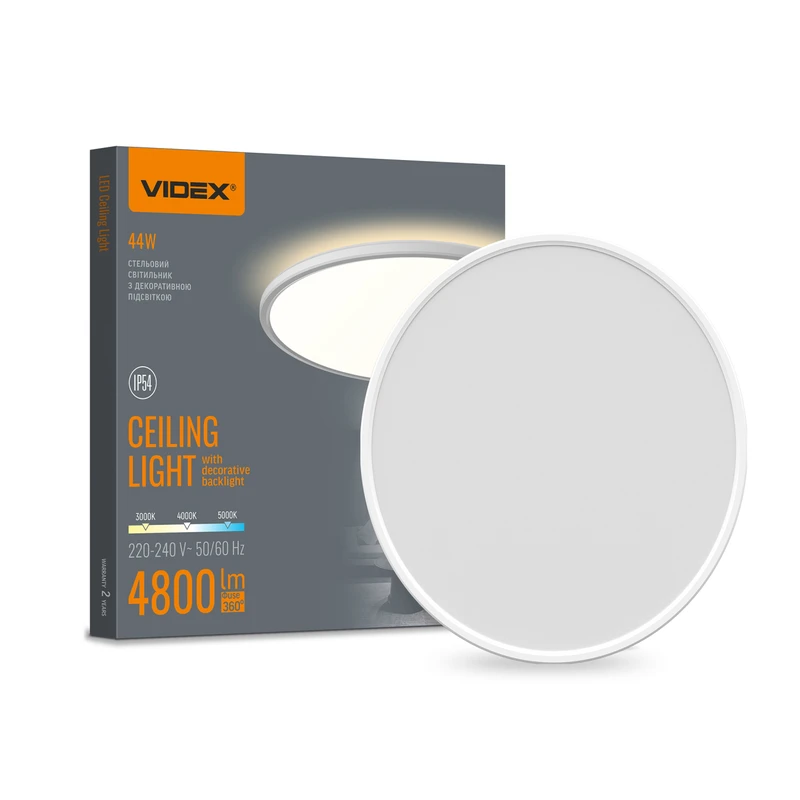 LED Cвітильник Videx з декоративною підсвіткою DL5R 44W 3000K-4000K-5000K White (VL-DL5R-44CW)