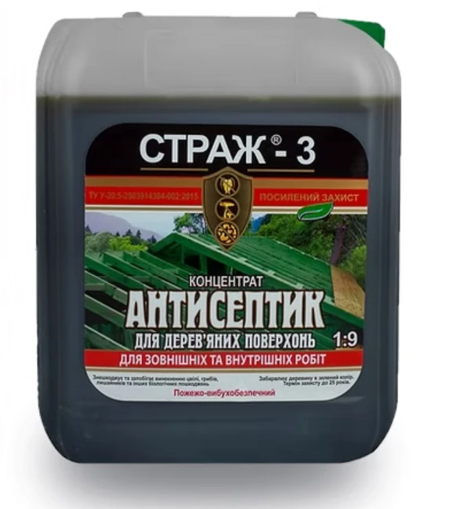 Концентрат рідкий 1:9, антисептик зелений STRAZH Страж - 3 5 л