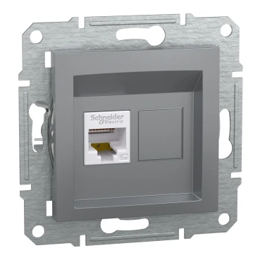 Розетка Schneider Electric комп. RJ-45 внутр. "ASFORA" без рамки сталь (C2) 