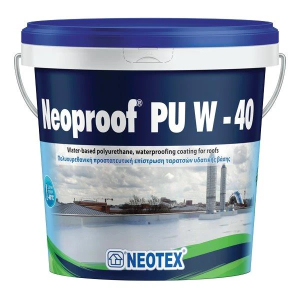 Поліуретанове гідроізоляційне покриття NEOTEX Neoproof PU W-40 Відро 4 кг, RAL 9003