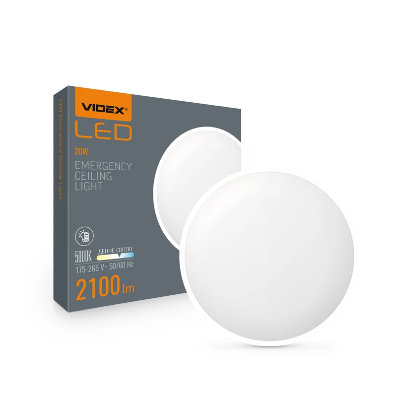 LED Cвітильник Videx аварійний накладний 20W 5000K 220V (VL-CLR-EM200-2)