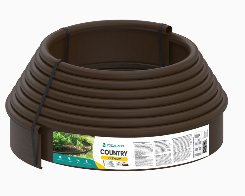Бордюр садовый пластиковый Vodaland H110 Country Premium коричневый 10 м