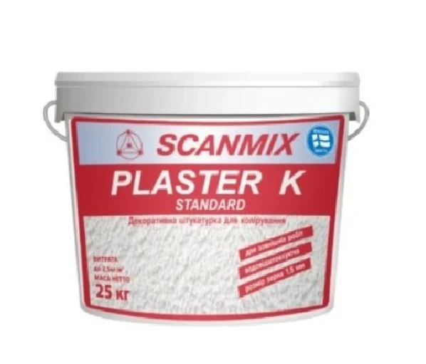 Штукатурка декоративная барашек SCANMIX PLASTER K  Standart "Камешковая", зерно 1,5 мм 25 кг