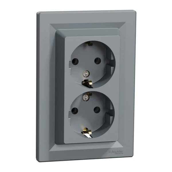 Розетка Schneider Electric 2-я З/К внутр. "ASFORA" сталь (C2) 