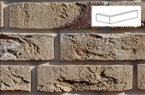 Кутові елементи Loft Brick Бельгійська цегла 10 Бежево-жовтий 222/100 x 71х15 мм