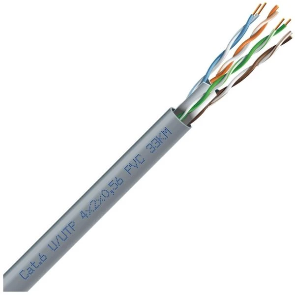 Кабель ЗЗЦМ UTP cat.6 AWG cat.6 4х2х0,56 250МГц (бухта 305м) cірий