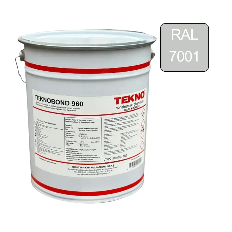 Фарба для дорожньої розмітки TEKNO Teknobond 960 25 кг, Сіра (RAL 7001)