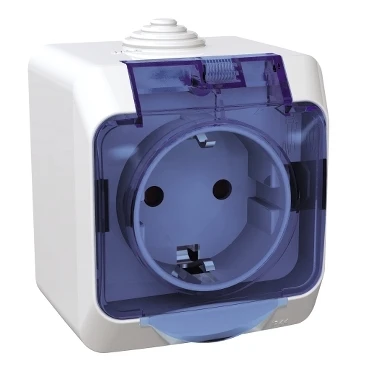 Розетка Schneider Electric 1-ая С/К защ. внеш. IP44 "Cedar Plus" белая (16А) (С1)