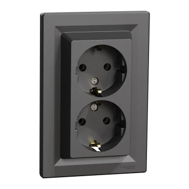 Розетка Schneider Electric 2-я З/К внутр. "ASFORA" антрацит (C1) 